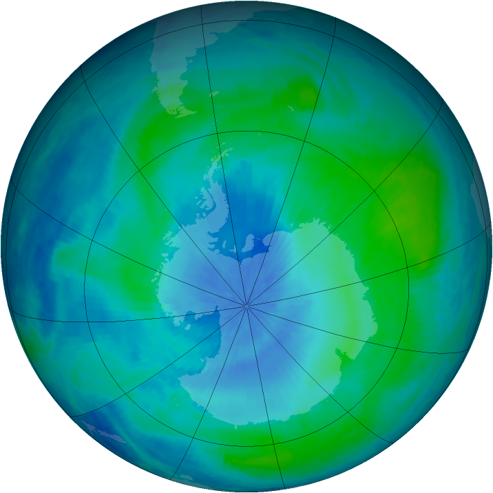 Antarctic ozone map for 22 February 2001